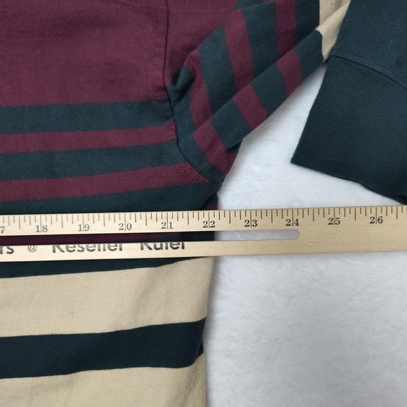 Abercrombie & Fitch Rugby Shirt Mens Medium Tall Maroon Green Stripe Oversized - Picture 10 of 10